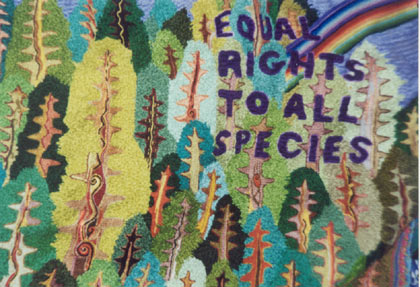 embroidery says equa lrights to all species