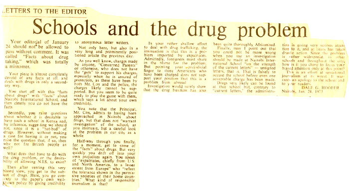 letter about drugs on campus