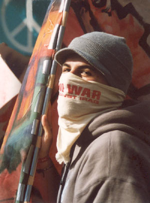 masked youth against the iraq war